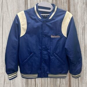 Zara Kids Blue and Cream Puffer Bomber Jacket 9-10